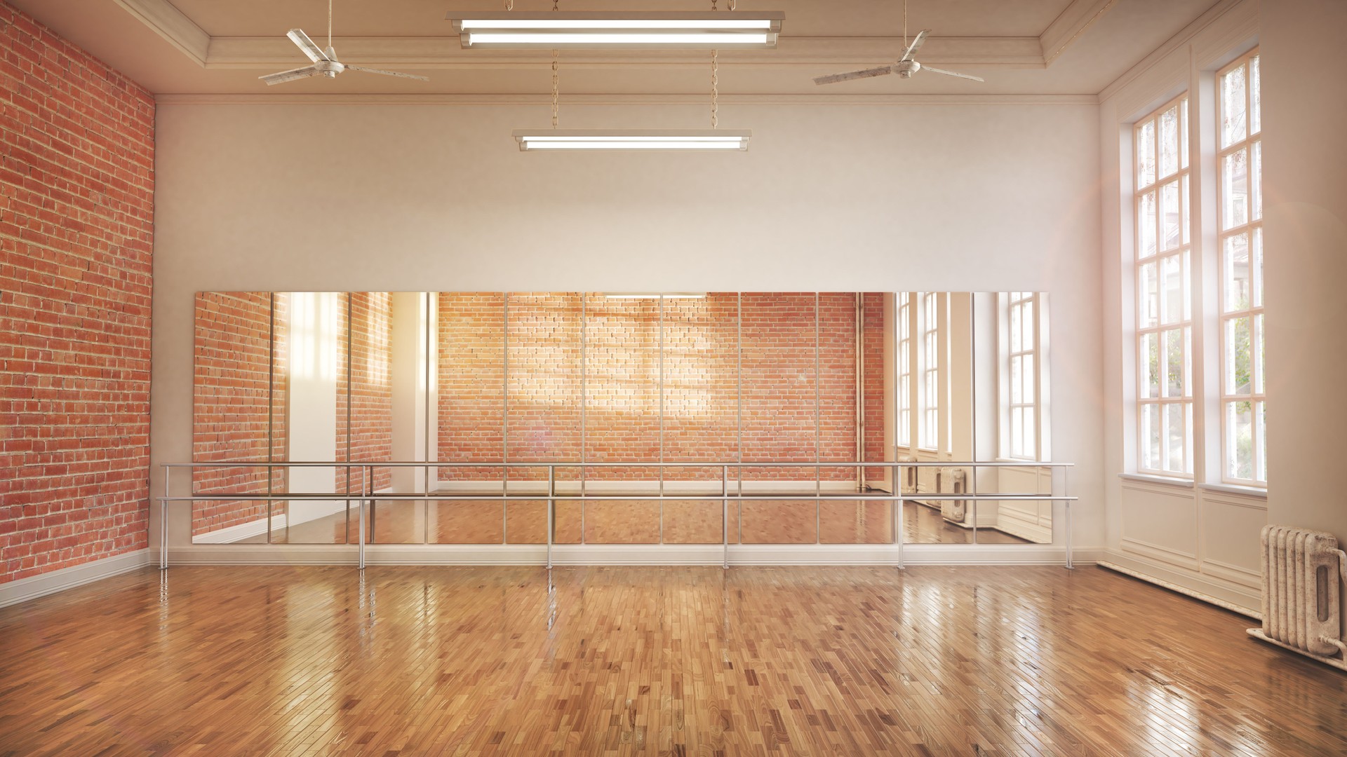 Dance or ballet studio interior. 3d illustration